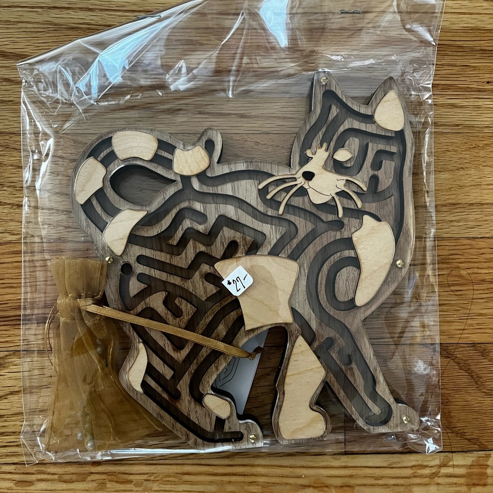 Wooden Cat Maze Puzzle